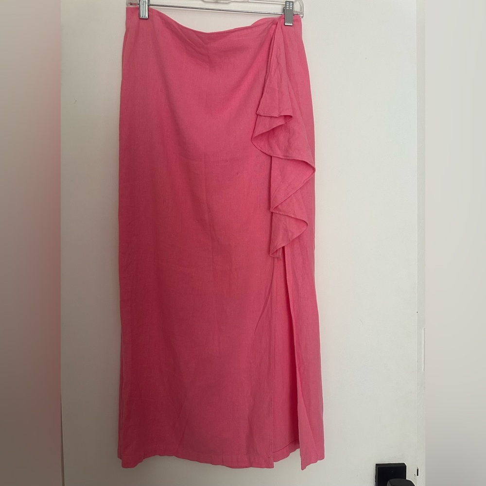 ZARA Pink Linen Long Skirt